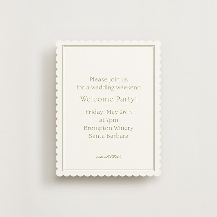 "Perriand" - Rehearsal Dinner Cards in Moss by Megan Davis - Front