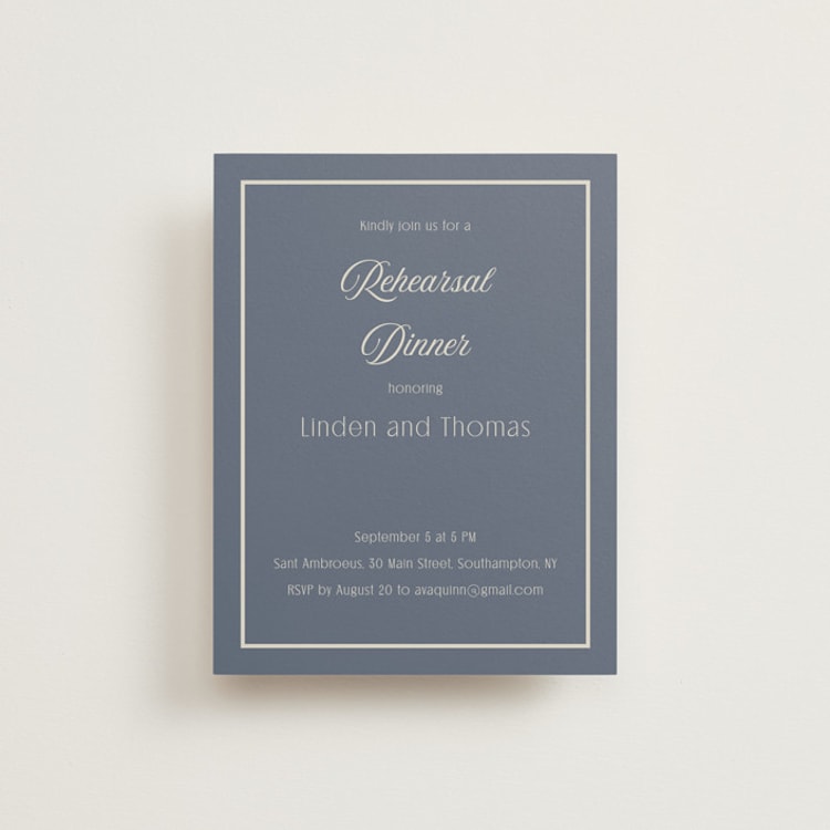 "Ritzy" - Rehearsal Dinner Cards in French Blue by Nicoletta Savod - Front