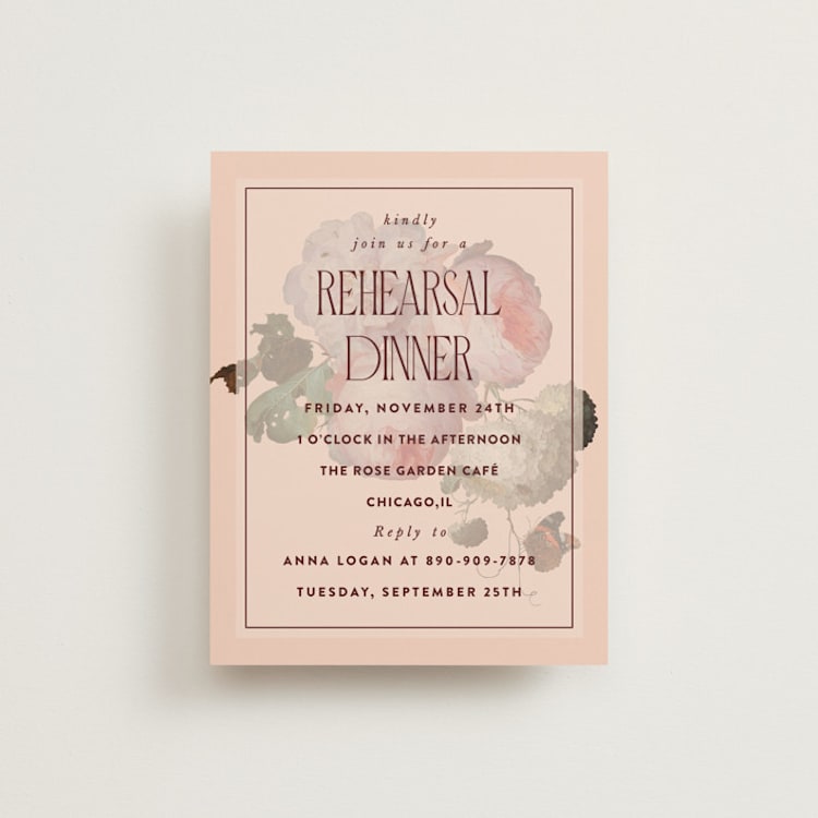 "Museum" - Rehearsal Dinner Cards in Burgundy by Nazia Hyder - Front