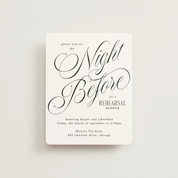 "Mirin" - Rehearsal Dinner Cards in Diamond by Kate Ahn - Front