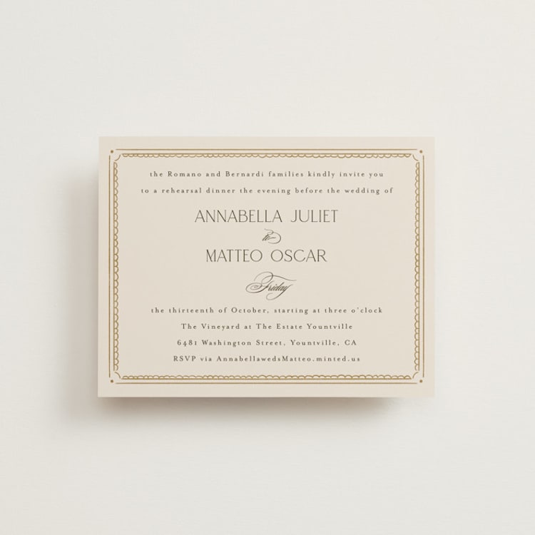 "Juliet" - Rehearsal Dinner Cards in Autumn by Ashlee Townsend - Front