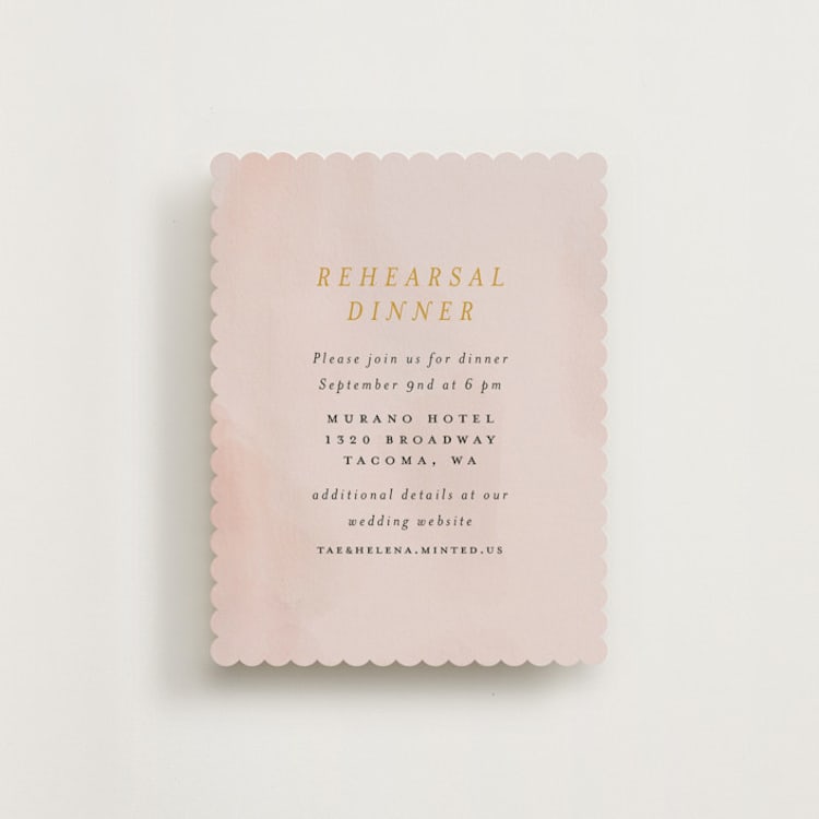 "Ribbonly Frame" - Rehearsal Dinner Cards in Blush by Itsy Belle Studio - Front