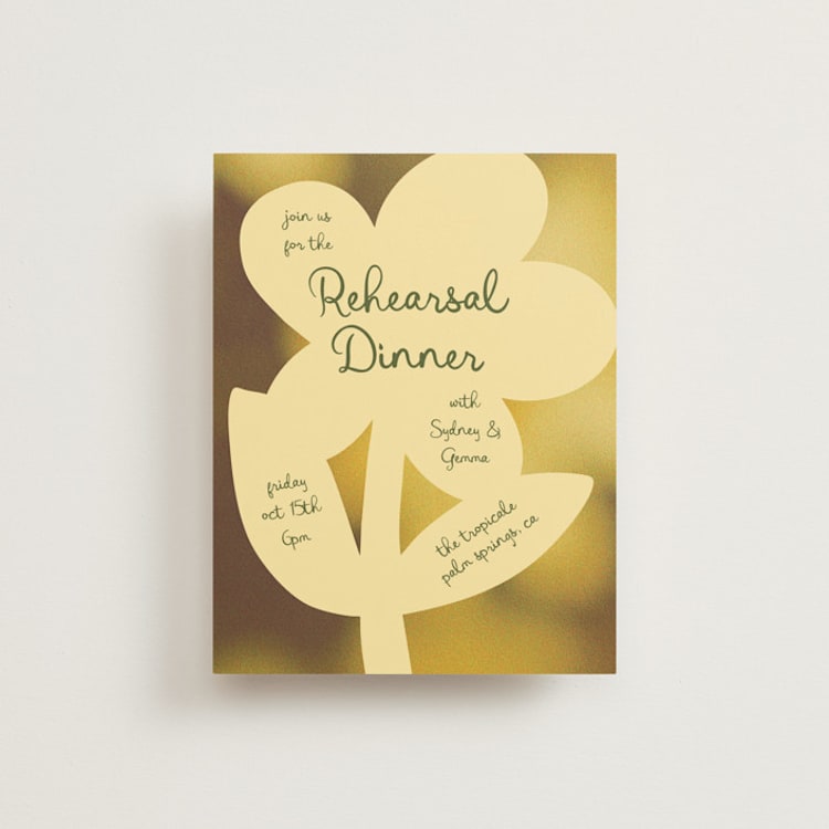 "Bloom" - Rehearsal Dinner Cards in Island Citrus by Morgan Kendall - Front