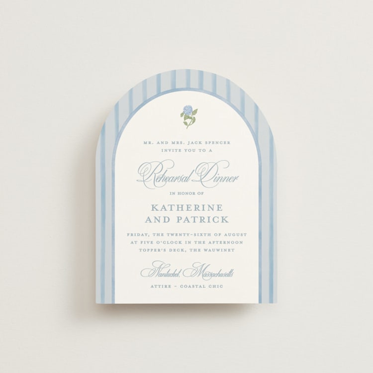 "Coastal crest" - Rehearsal Dinner Cards in Ocean by Creo Study - Front