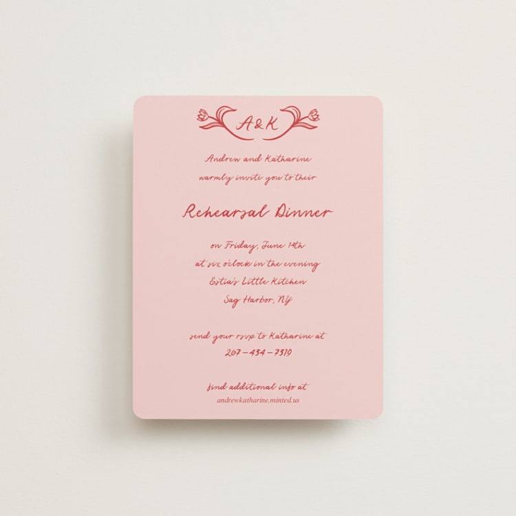 "Love in Bloom" - Rehearsal Dinner Cards in Brick by Julia Liverton - Front