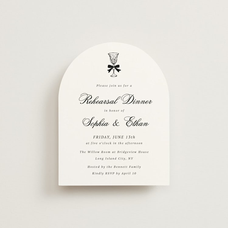 "Chic Union" - Rehearsal Dinner Cards in Mystic Raven by Cass Loh - Front