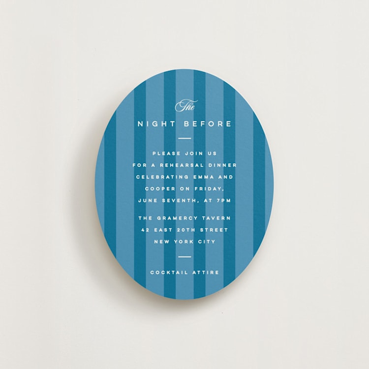 "The Emma" - Rehearsal Dinner Cards in Cerulean by Kristie Kern - Front