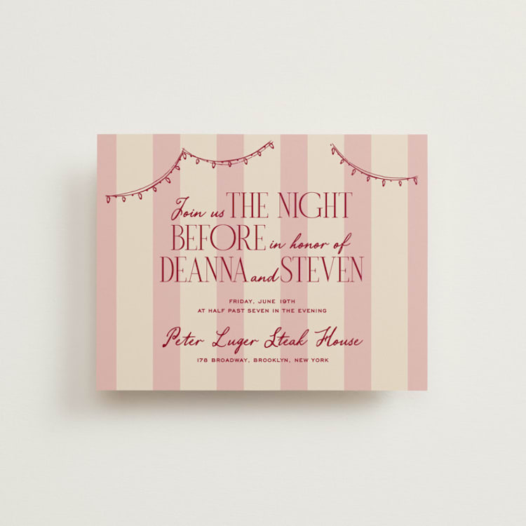 "Thompson" - Rehearsal Dinner Cards in Rose by Jennifer Lew - Front