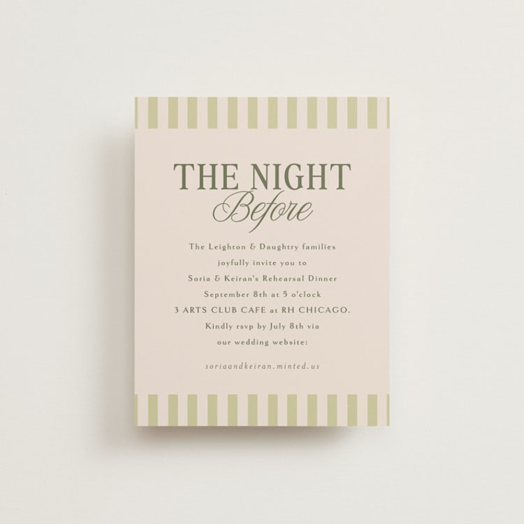 "Soria" - Rehearsal Dinner Cards in Meadow by Melanie Kosuge - Front