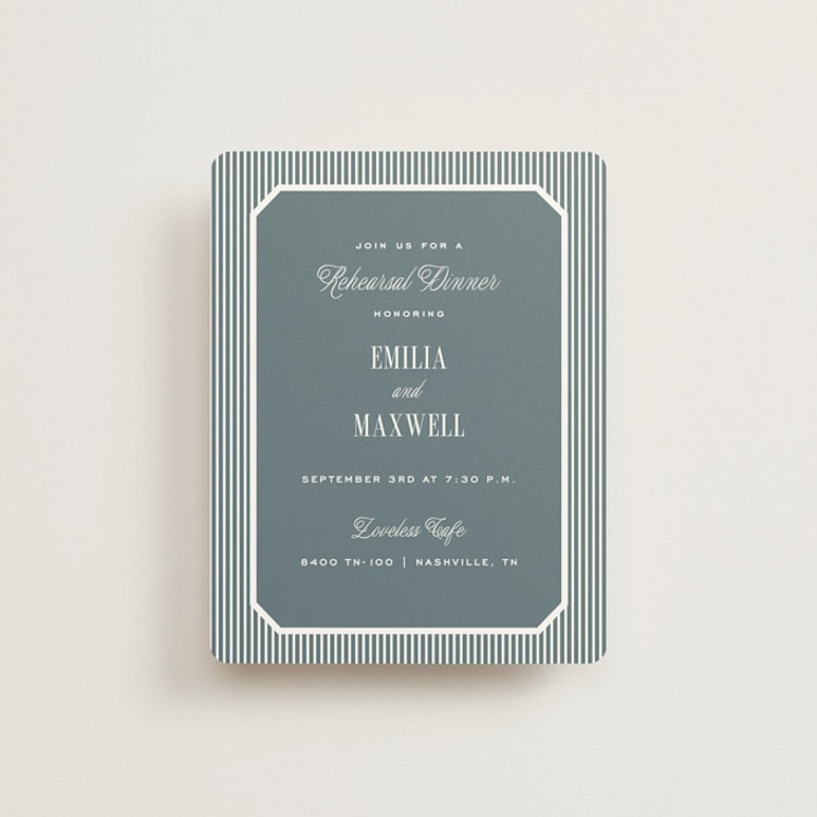 "Modern Stripes" - Rehearsal Dinner Cards in Capri by Emily Betts - Front