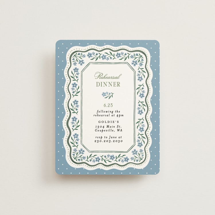 "Sweet Vintage" - Rehearsal Dinner Cards in Periwinkle by Alethea and Ruth - Front