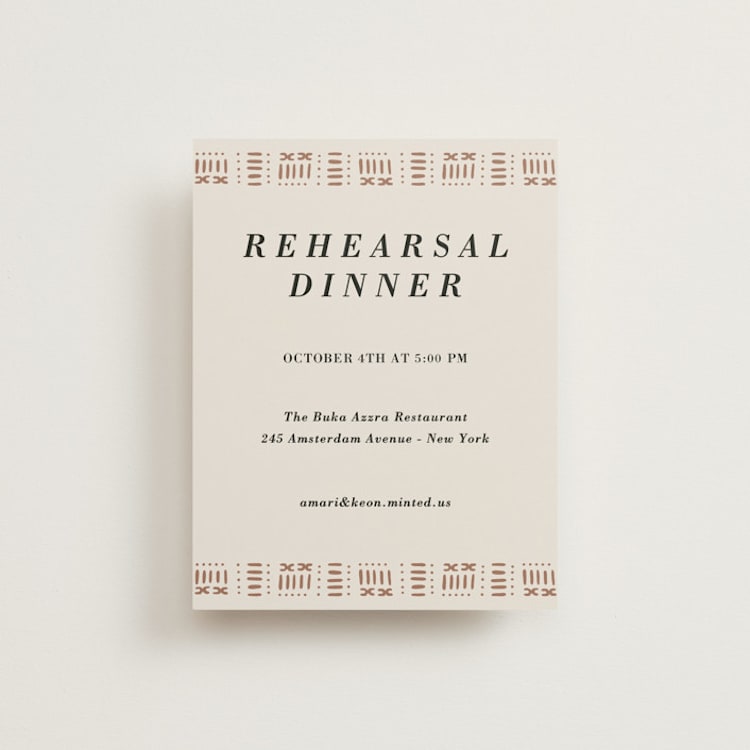 "Amari" - Rehearsal Dinner Cards in Ivory by Oma N. Ramkhelawan - Front