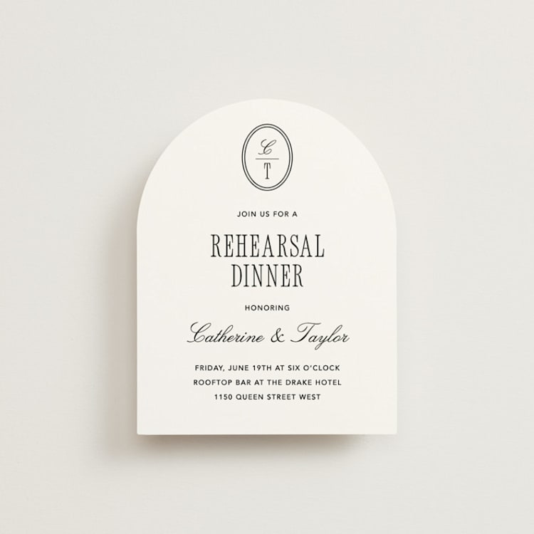 "Formal Minimalist" - Rehearsal Dinner Cards in Silk by Kelly Schmidt - Front