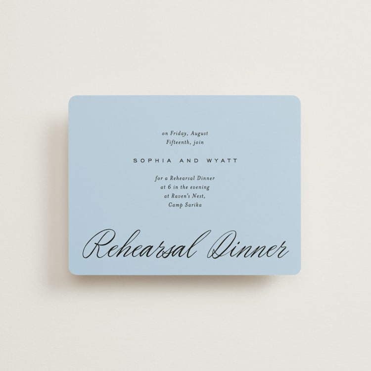 "Tarte Tatin" - Rehearsal Dinner Cards in Sky by Blustery August - Front