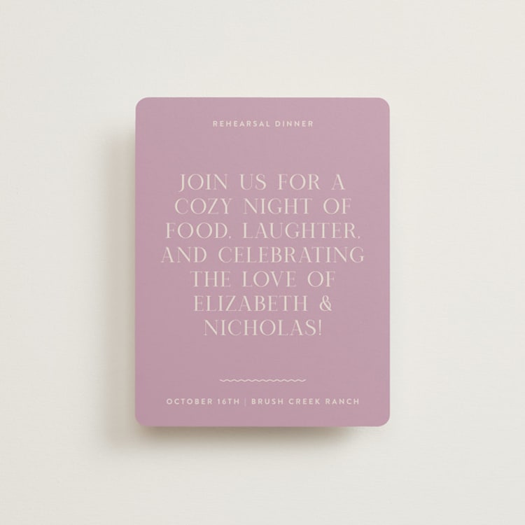 "Lavender Dreams" - Rehearsal Dinner Cards in Lilac Dreams by Design Lotus - Front