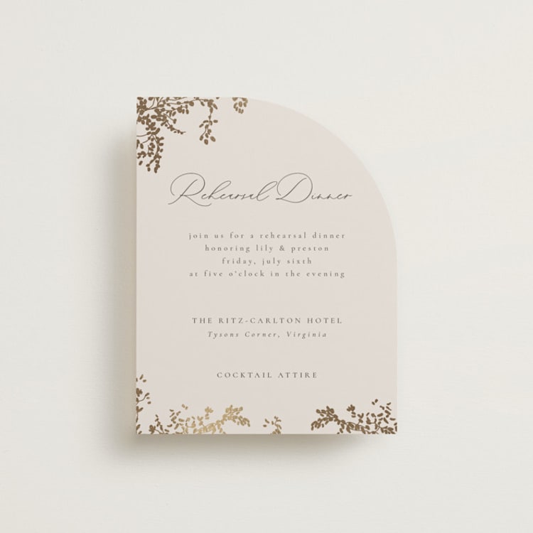 "forever and a day" - Foil-Pressed Rehearsal Dinner Cards in Luxe Neutral by Design Lotus - Front