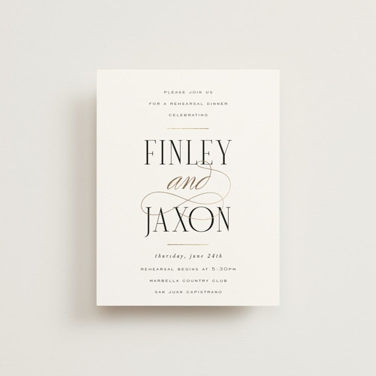 "Unite" - Foil-Pressed Rehearsal Dinner Cards in Opal by Leah Bisch - Front