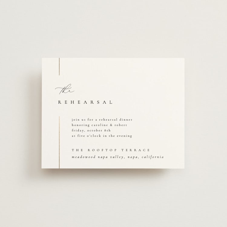 "London" - Foil-Pressed Rehearsal Dinner Cards in Classic by Kelly Schmidt - Front