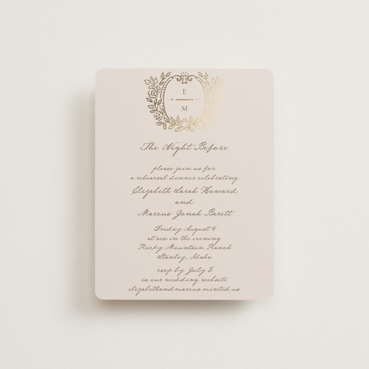 "Manuet" - Foil-Pressed Rehearsal Dinner Cards in Vanilla by Petra Kern - Front
