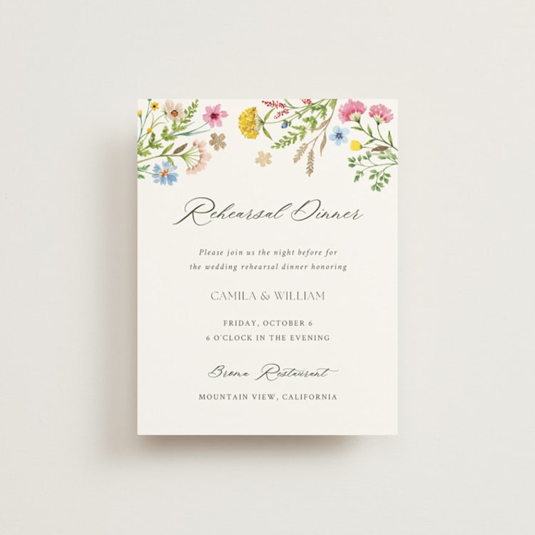 "Bright Garden" - Foil-Pressed Rehearsal Dinner Cards in Garden by Yaling Hou Suzuki - Front