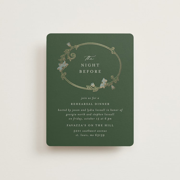"grandeur" - Foil-Pressed Rehearsal Dinner Cards in Bluebell by Jen Owens - Front