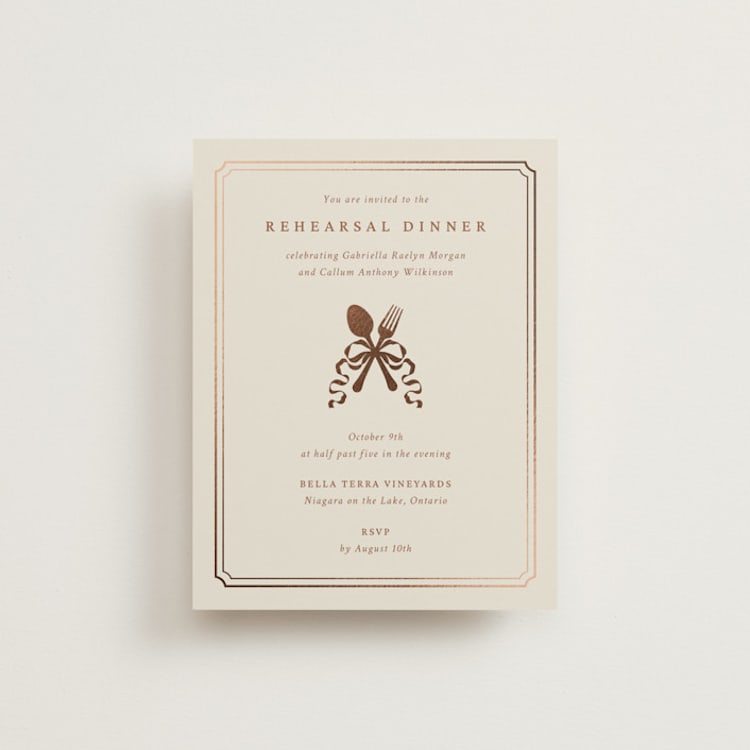 "Equestrian" - Foil-Pressed Rehearsal Dinner Cards in Midnight by Sam Dubeau - Front
