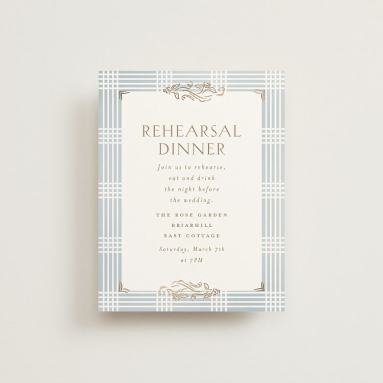 "salt and ivory" - Foil-Pressed Rehearsal Dinner Cards in Belair by Grae - Front