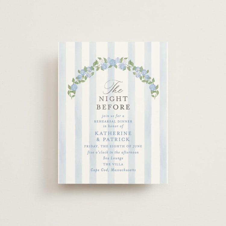 "Pillowy border" - Foil-Pressed Rehearsal Dinner Cards in Ocean by Creo Study - Front