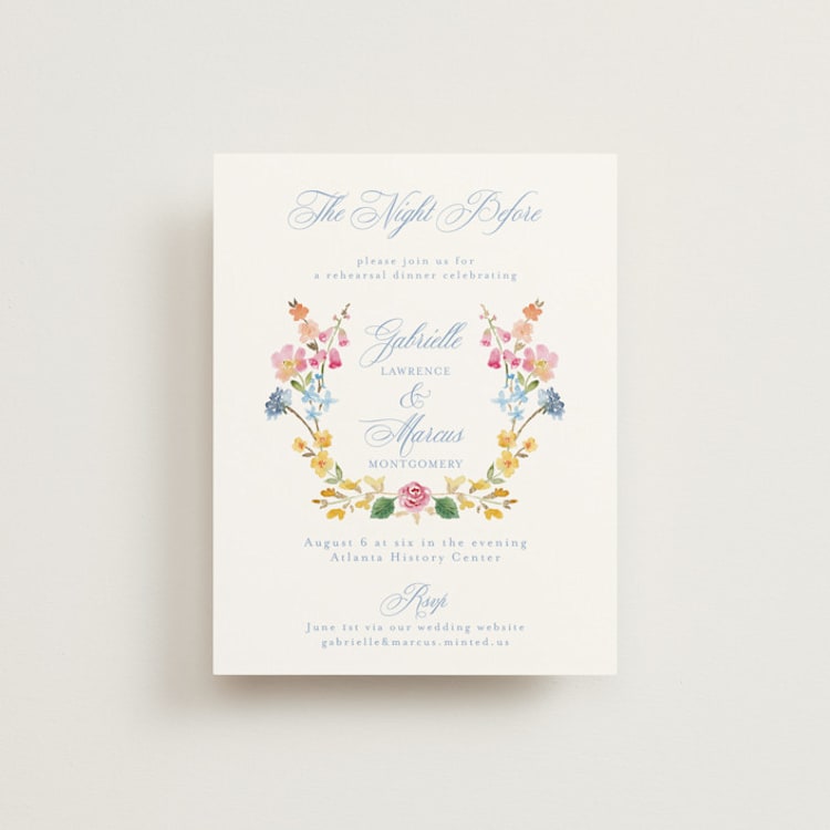 "Everlasting Romance" - Foil-Pressed Rehearsal Dinner Cards in Meadow by Petra Kern - Front