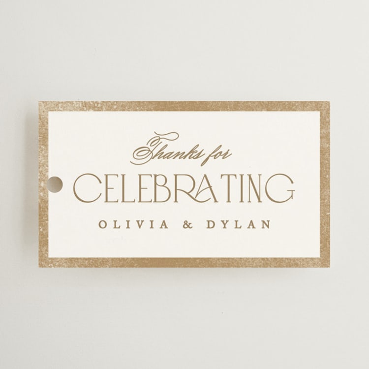 "Timeless glimmer" - Rehearsal Dinner Favor Tags in Champagne by Creo Study - Front