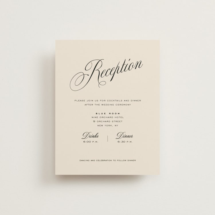 "Modern Romance" - Reception Cards in Almond by Eric Clegg - Front