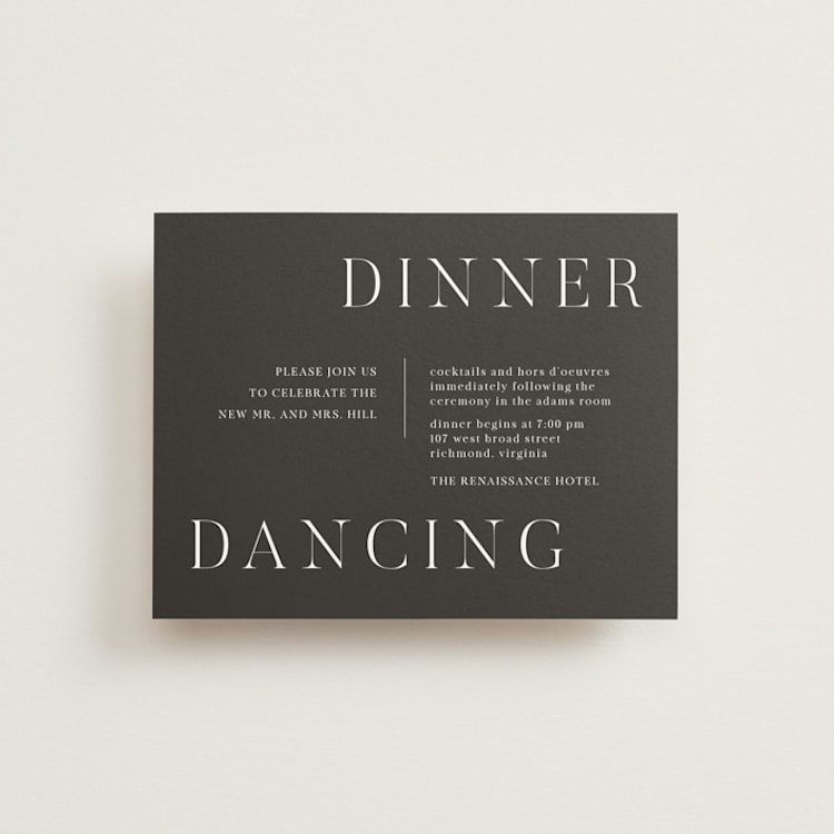 "Around the Way" - Reception Cards in Slate by That Girl Press - Front