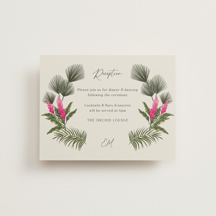 "Tropical garden" - Reception Cards in Lime by Elly - Front