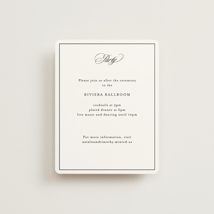 "Sincerity" - Reception Cards in Noir by Kimberly FitzSimons - Front