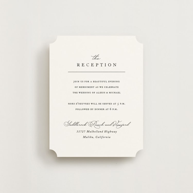 "Initial" - Reception Cards in Pearl by Jennifer Postorino - Front