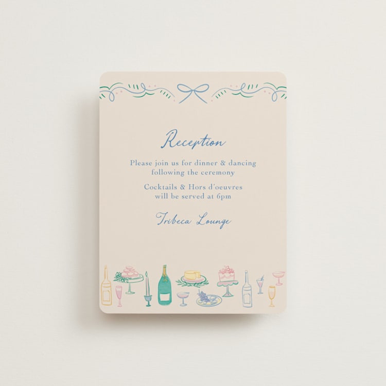 "Dining" - Reception Cards in Pastel by Elly - Front