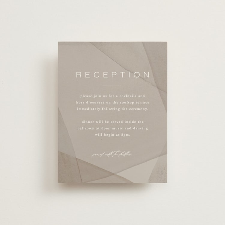 "Gossamer" - Reception Cards in Sandstone by Kate Ahn - Front