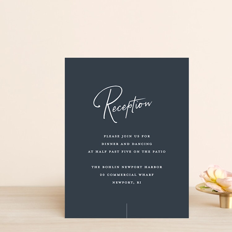 "Proposal" - Reception Cards in Marine by Sandra Picco Design - Front