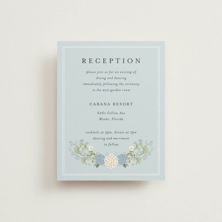 "Wedgewood" - Reception Cards in Cerulean by Susan Moyal - Front