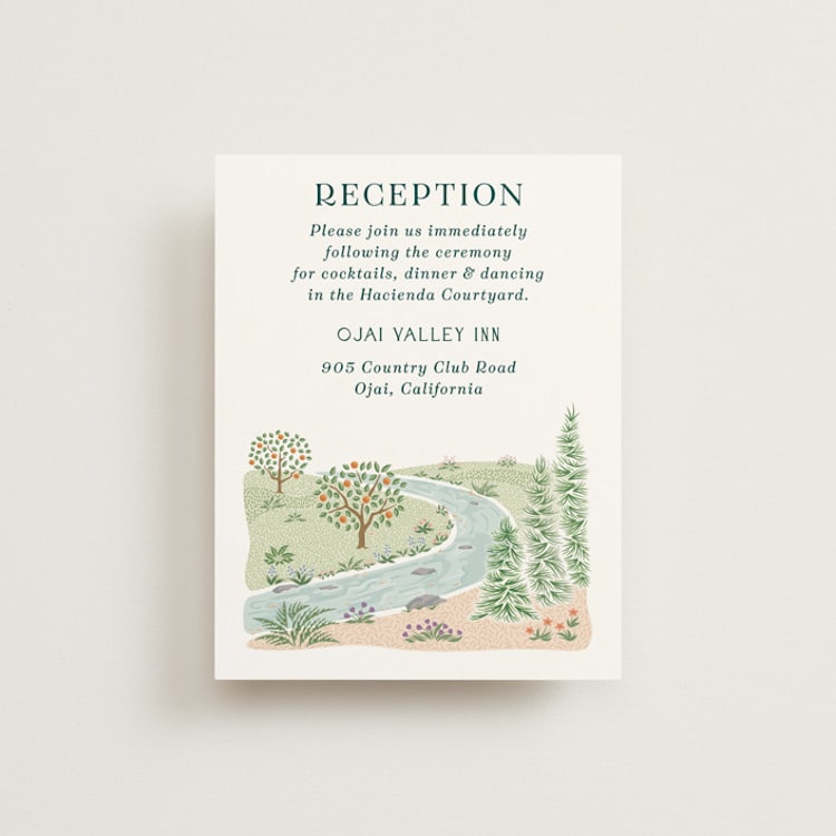 "River Valley" - Reception Cards in Pine by Paper Sun Studio - Front