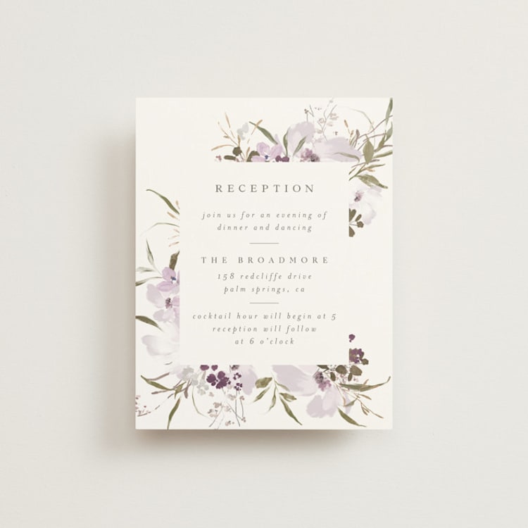 "Meadow Burst" - Reception Cards in Lilac by Grace Kreinbrink - Front
