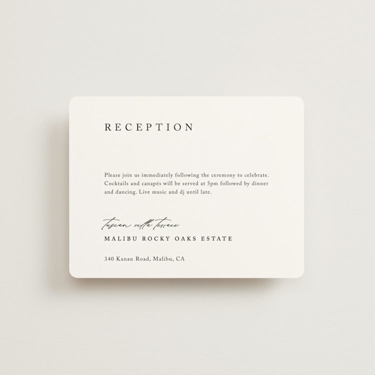 "Astoria" - Reception Cards in Silk by Kelly Schmidt - Front
