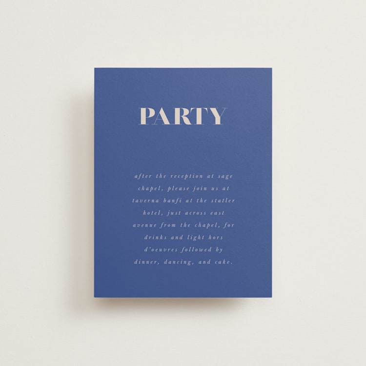 "Centro" - Reception Cards in Marseille Bleu by Up Up Creative - Front