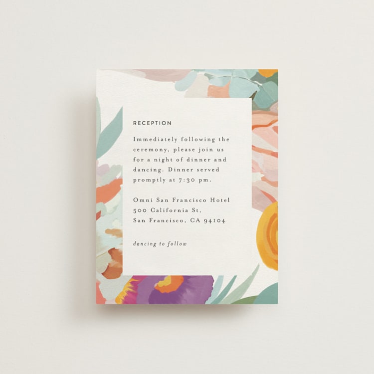 "Abstract Florals" - Reception Cards in Bouquet by Maria Hilas-Louie - Front