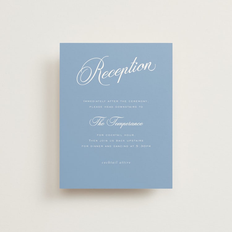 "Marenza" - Reception Cards in Bluebell by Jessica Williams - Front