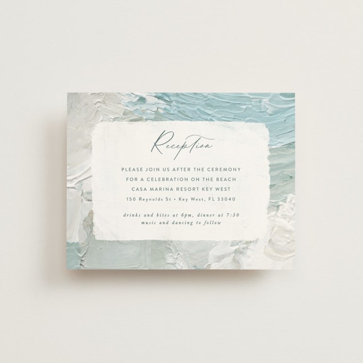 "Tidal Wave" - Reception Cards in Aqua by Hooray Creative - Front