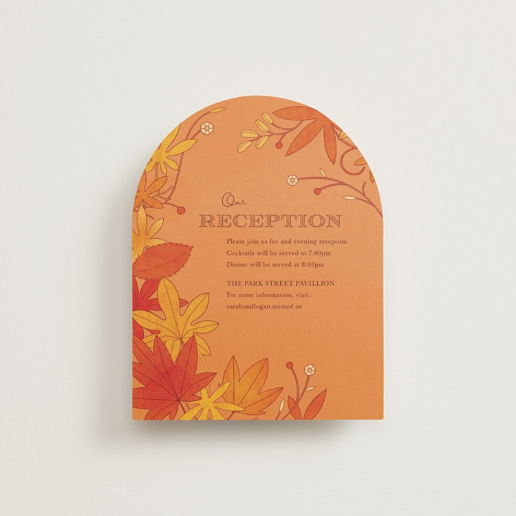 "Fall in Love" - Reception Cards in Autumn by Morgan Ramberg - Front
