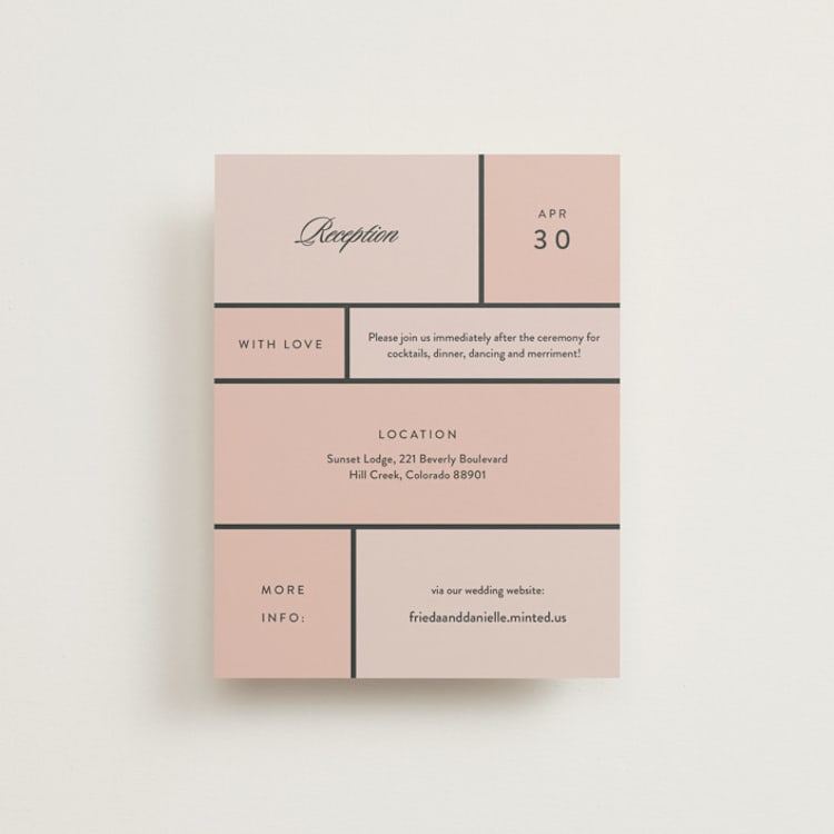 "Modern Squares" - Reception Cards in Flamingo by FRANI - Front