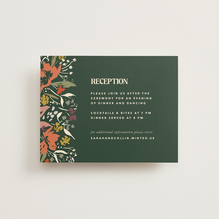 "Bridal Bouquet" - Reception Cards in Verde by Kindred Fields - Front