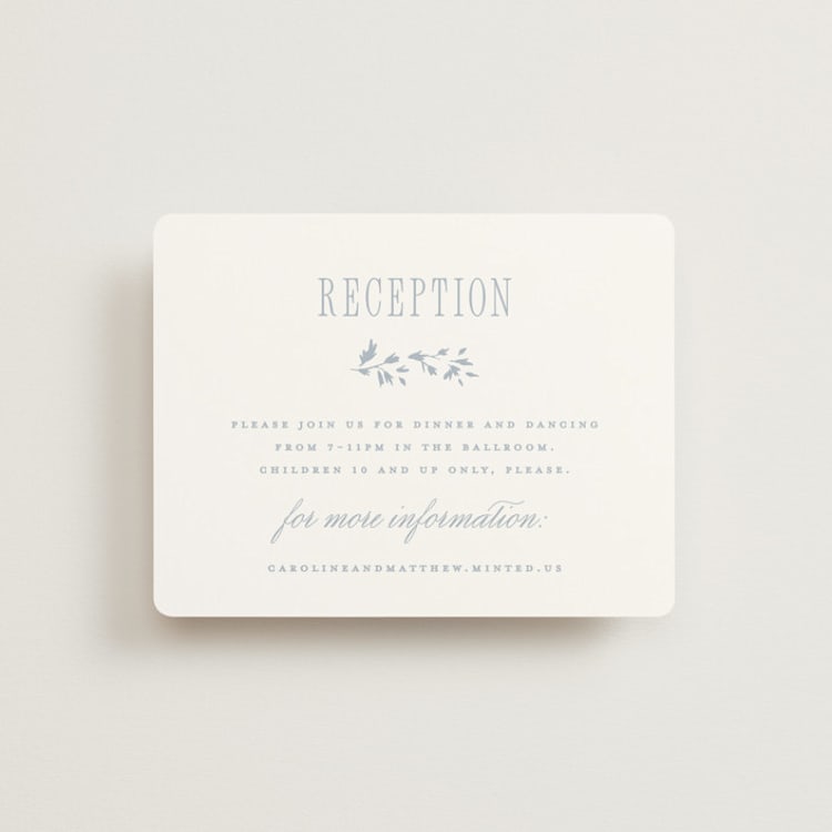 "Hartford" - Reception Cards in Powder by Erin L. Wilson - Front